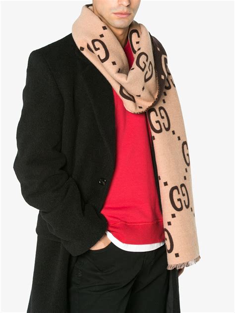 brown gucci scarf silk|gucci jacquard wool scarf v.